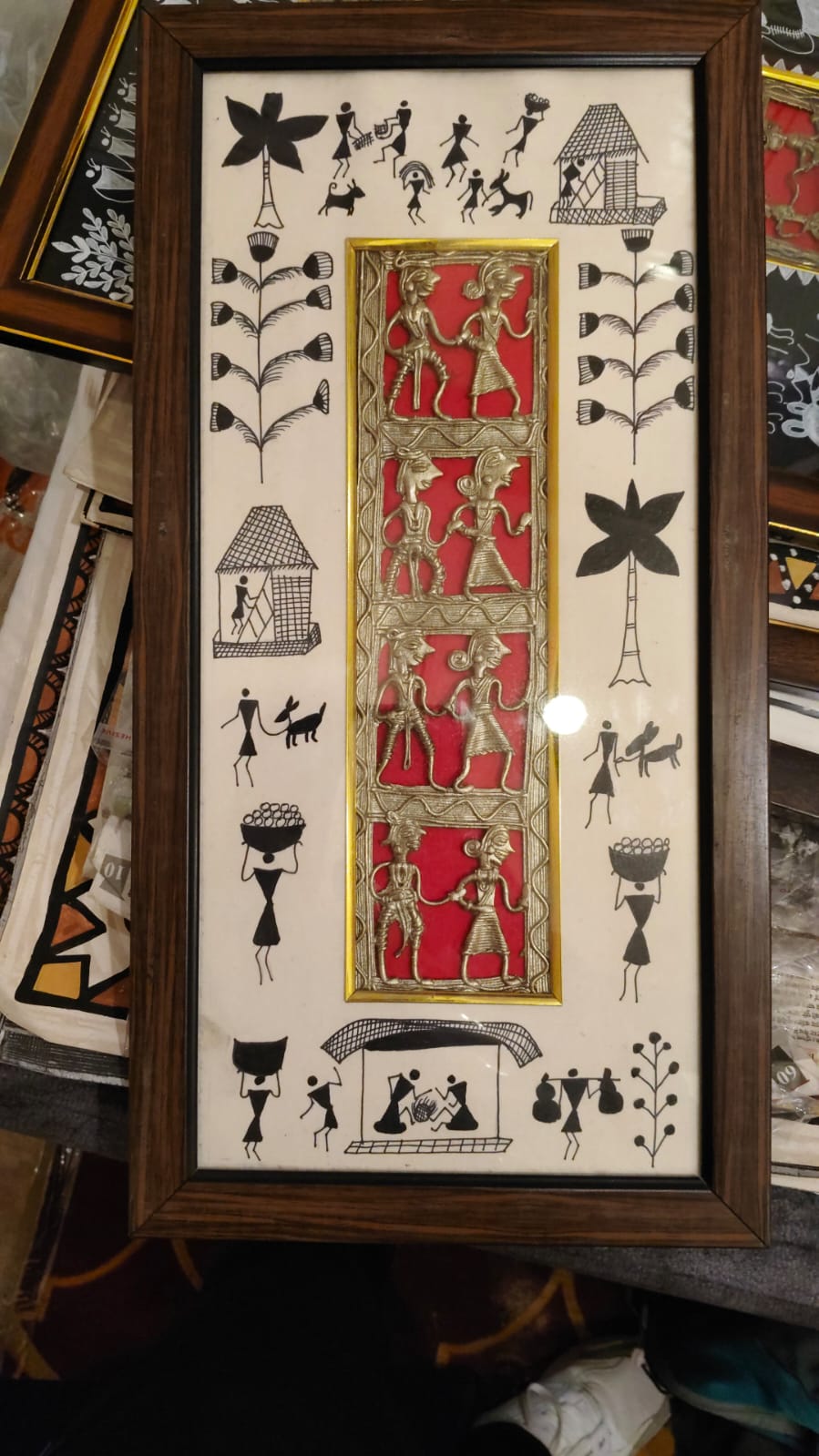 Dhokra Moments Handcrafted Warli Fusion Multi-Panel Vertical Wall Art